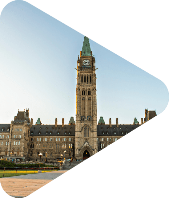 The Center Block and the Peace Tower in Parliament Hill at Ottawa in Canada
