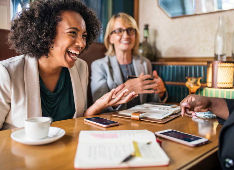 Businesswomen discussing and having fun