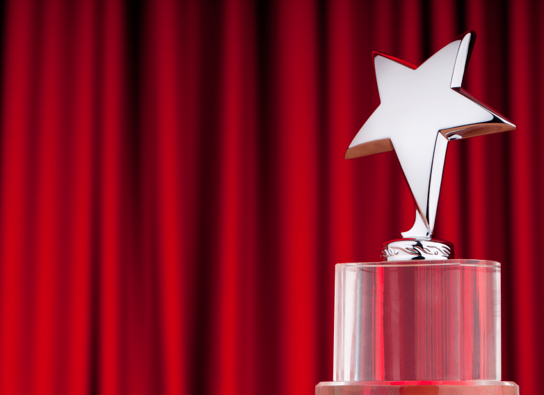 Star award against curtain background