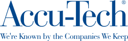 accu tech logo with tagline we're known by the companies we keep