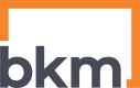 Black and orange BKM Capital Partners logo