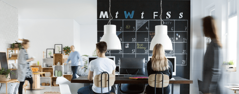 Young people working in trendy friendly office