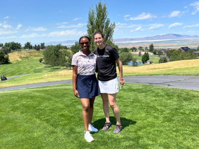 Two female golfers