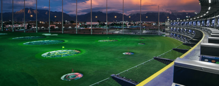 topgolf in the evening at sunset