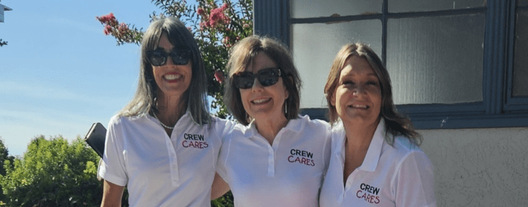 three women wearing crew cares white tshirts