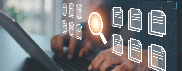 Data document content management system search and online file transfer download or doc sharing and database digital cloud drive storage service on computer network technology analytics concepts