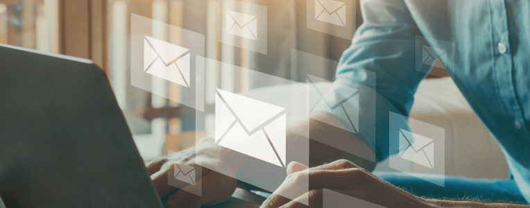 email marketing concept, company sending many e-mails or digital newsletter to customers
