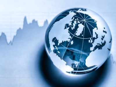 earth glass globe graph global economy
