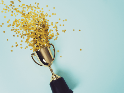 image of litllte gold cup , concept for winning or sucess
