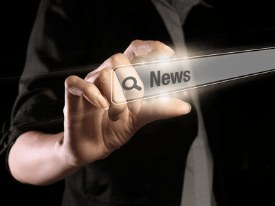 news online search bar pinched by a womans hand