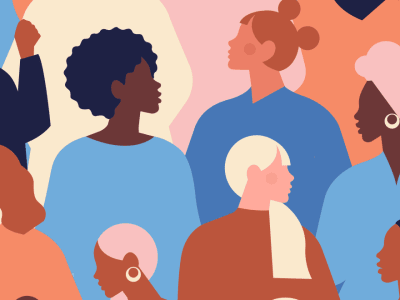 abstract compilation of diverse women faces