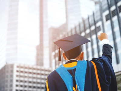 Graduate in robes and hat