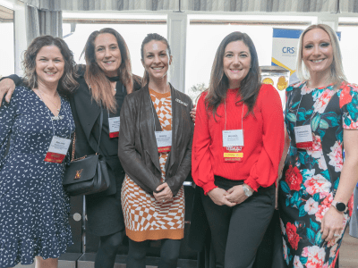 Five ladies at a reception for CREW NJ