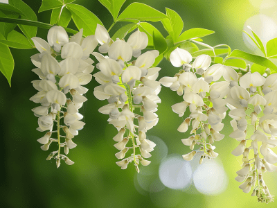 White wisteria floral  tranquil background