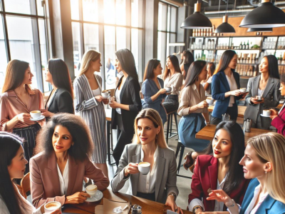 Group of women chatting and having coffee