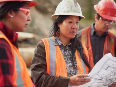 indigenous woman engineer on construction site