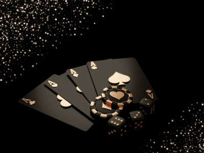 Aces and poker chips on black background