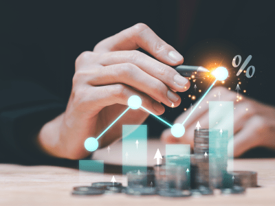 concept interest rates and dividends ,investment growth percentage and interest on deposits ,increase in interest rates ,Retirement returns ,increase of business profits,finance and investment