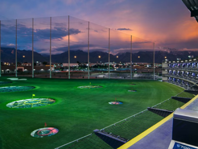 topgolf in the evening at sunset
