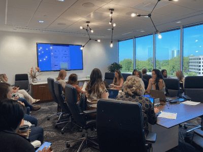 Women sitting in a conference room