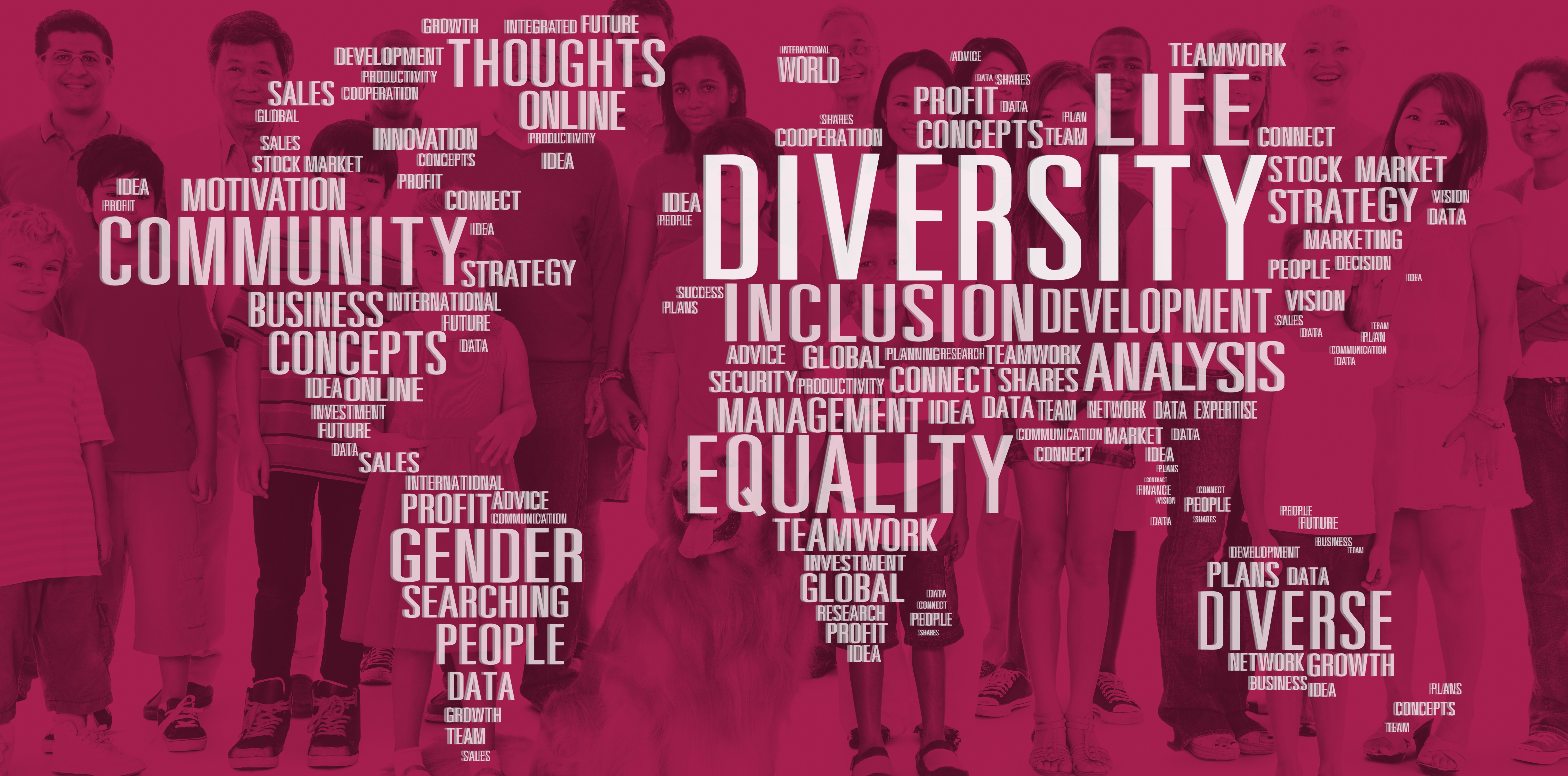 diversity equality community words combined form world map