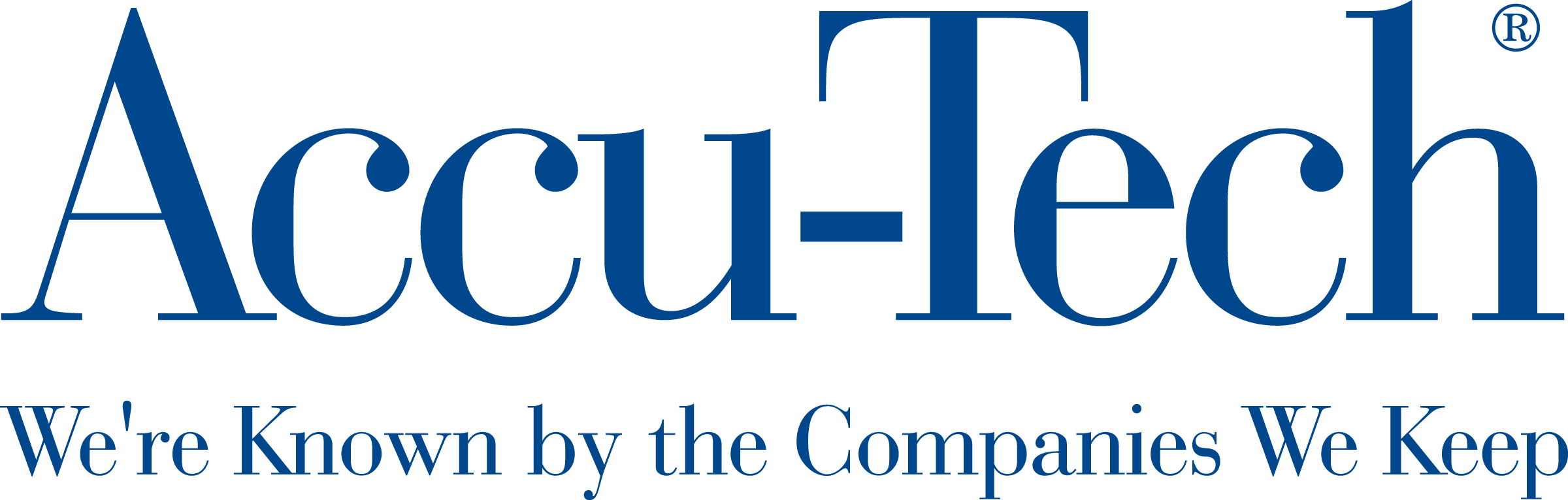accu tech logo with tagline we're known by the companies we keep
