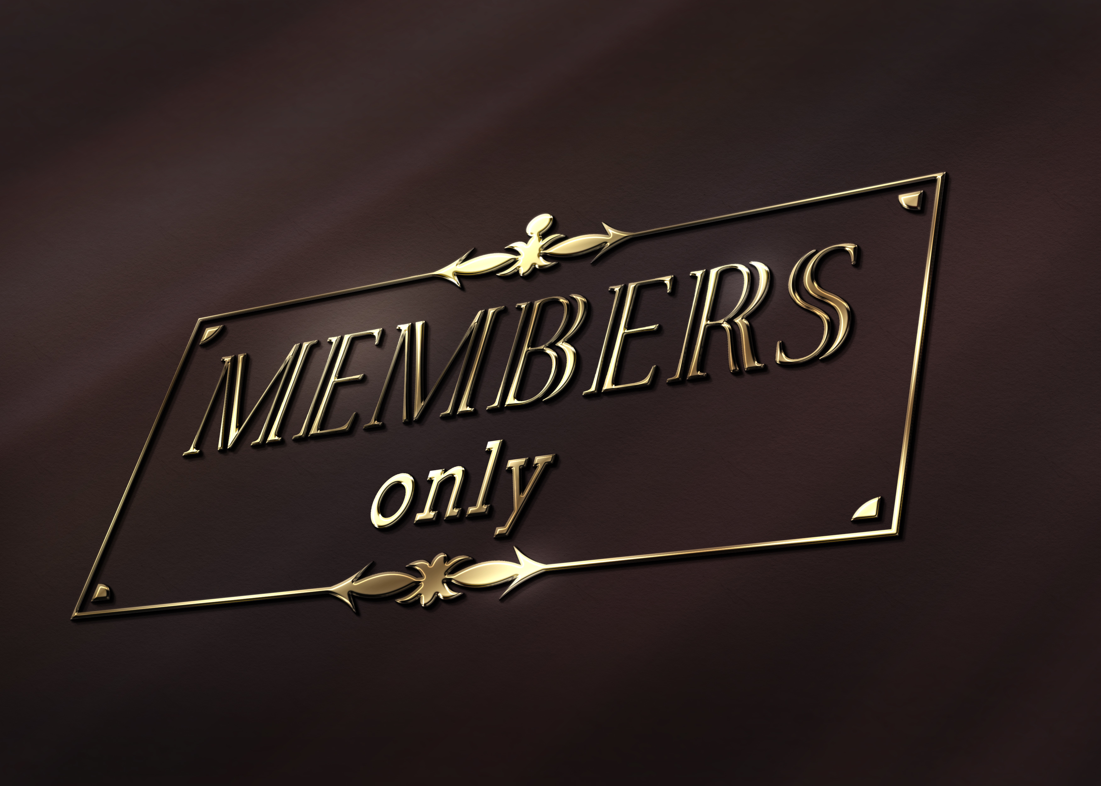 MEMBERS ONLY sign gold font