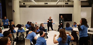 Woman speaking at a CREW Careers event